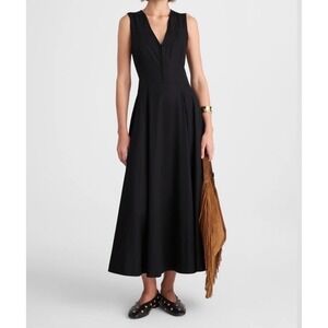 Madewell Black V-Neck Circle Seamed Maxi Dress Sleeveless Cotton NW050 Size 4